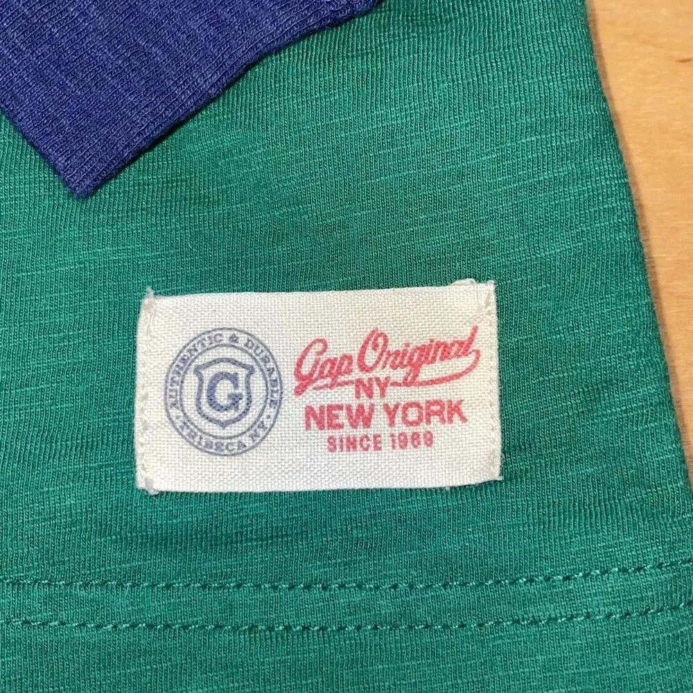 Gap Boys XS green &‎ navy Henley-style long-sleeve tee size Medium